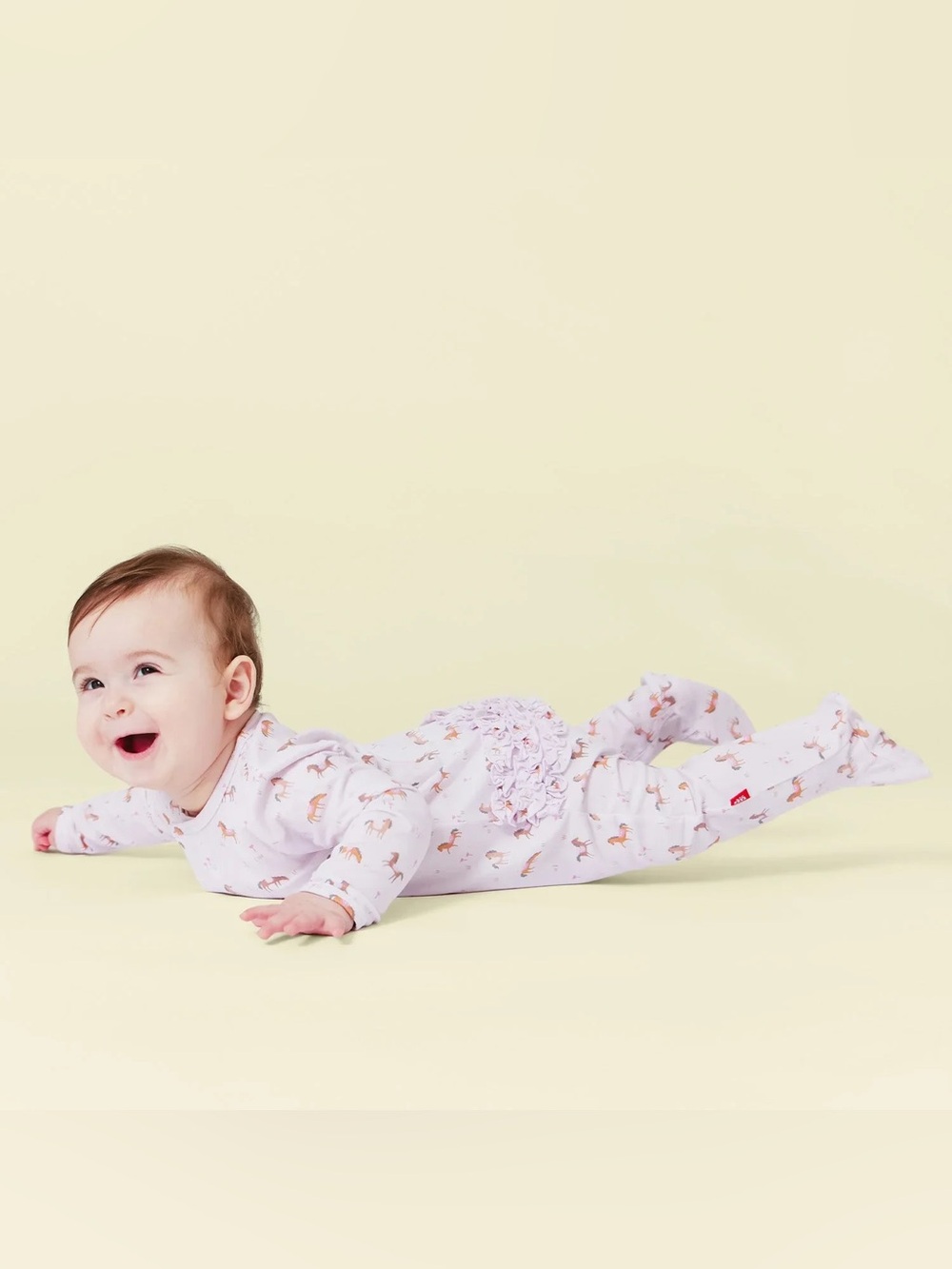 Magnetic Me Pink Horse Print Footie- Size Newborn